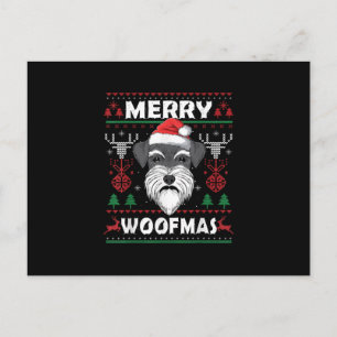 Cartão Postal De Anúncio Feliz Woofmas Schnauzer Cachorro de Natal Pajama