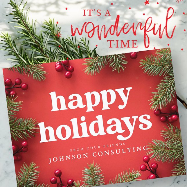 Cartão Postal De Anúncio Felizes Feriados - Estrelas Modernas e Cones de Pi (Criador carregado)