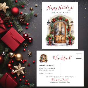Cartão Postal De Anúncio Felizes Festas Nova Casa Frente à Porta da Frente 