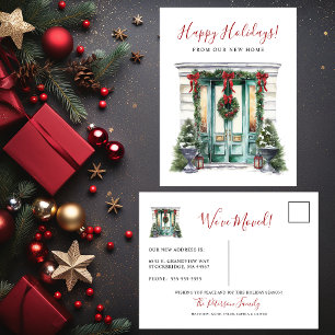 Cartão Postal De Anúncio Felizes Festas Nova Porta da Frente da Casa Mudand