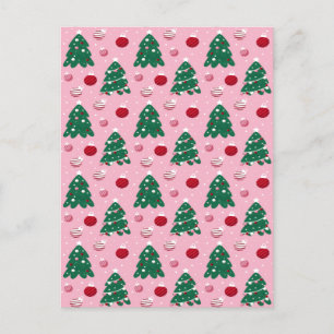 Cartão Postal De Anúncio Feriado de Natal Pink Sweet Greenery