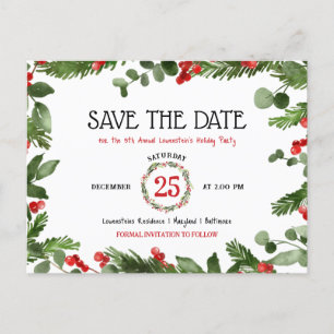 Cartão Postal De Anúncio Festa Anual de Natal Save The Date
