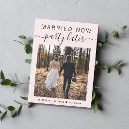 Cartão Postal De Anúncio Festa de Agora Casada Depois Foto De Casamento Ros