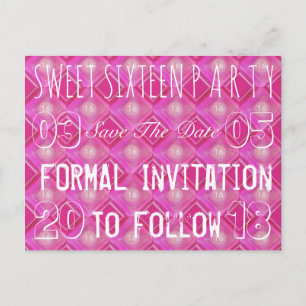 Cartão Postal De Anúncio Festa de Aniversário de 16 Anos Sweet 16 Salve a D