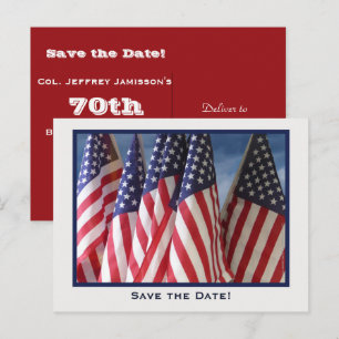 Cartão Postal De Anúncio Festa de Aniversário de 70 anos, Bandeiras America