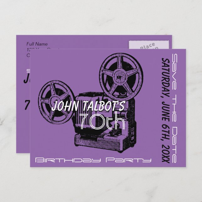 Cartão Postal De Anúncio Festa de aniversário de 70 do projetor antigo Salv (Frente/Verso)