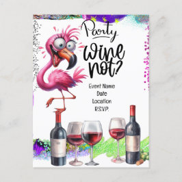 Cartão Postal De Anúncio Festa de Aniversário do Amante de Vinho Flamingo