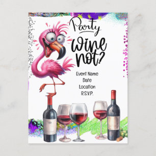 Cartão Postal De Anúncio Festa de Aniversário do Amante de Vinho Flamingo