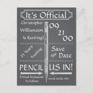 Cartão Postal De Anúncio Festa de Aviso de Aposentadoria em Lousa Antiga