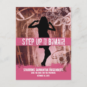 Cartão Postal De Anúncio Festa de Dança Bat Mitzvah Salve a Data