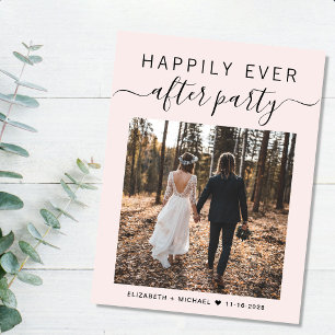 Cartão Postal De Anúncio Festa de Felizes para Sempre Foto Casamento Rosa