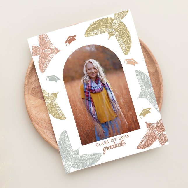 Cartão Postal De Anúncio Festa de formatura | Arte Folk Boho (Criador carregado)