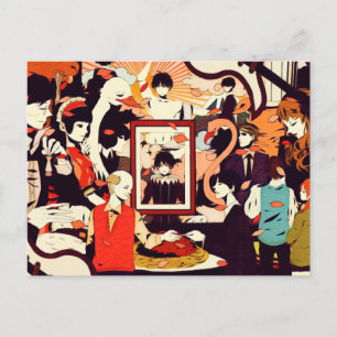 Cartão Postal De Anúncio Festa de Humor de Vários Personagens Humanos Vinta