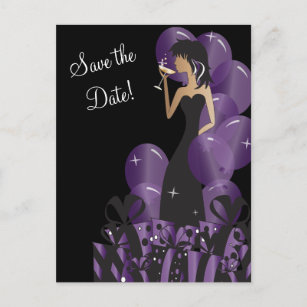 Cartão Postal De Anúncio Festa de Menina Diva Clássica  Salvar a data