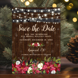Cartão Postal De Anúncio Festa de Natal com Flores Rústicas - Salve a Data