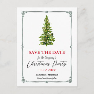 Cartão Postal De Anúncio Festa de Natal da Árvore de Natal Salve A Data 