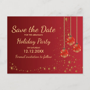 Cartão Postal De Anúncio Festa de Natal Festivo Elegante Salve a Data