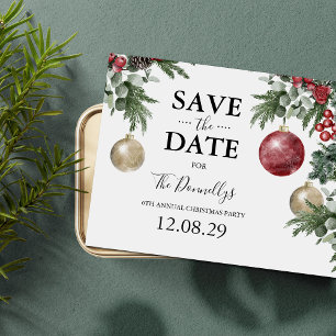 Cartão Postal De Anúncio Festa de Natal Rústica Salve a Data