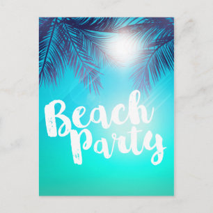 Cartão Postal De Anúncio Festa de Praia Azul Palmeiras Ensolaradas Festa de