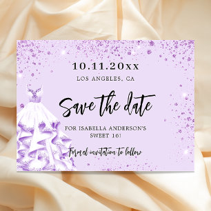 Cartão Postal De Anúncio Festa de roupas violetas de aniversário salve o ca
