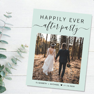 Cartão Postal De Anúncio Festa Feliz para Sempre Foto Verde Menta Casamento