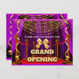 Cartão Postal De Anúncio Festa VIP de inauguração de negócios roxo dourado 