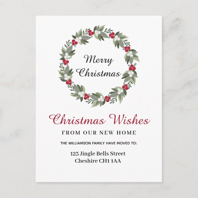 Cartão Postal De Anúncio Fim de Natal Mudança de Endereço (Frente)