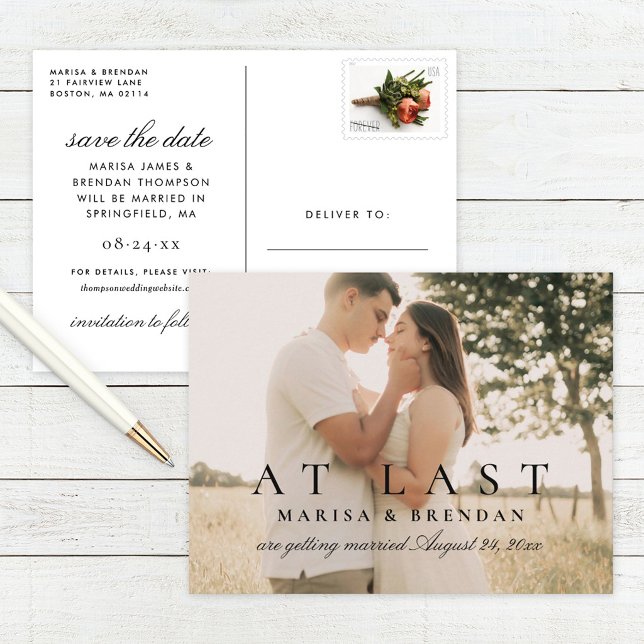 Cartão Postal De Anúncio Finalmente Foto Casamento Data de Salvamento (Criador carregado)