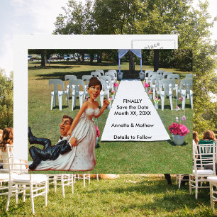 Cartão Postal De Anúncio Finalmente Salve a data Casal Engraçado pelo Cabel