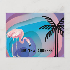 Cartão Postal De Anúncio Flamingo em Formas de Gradiente Abstrato Novo Ende