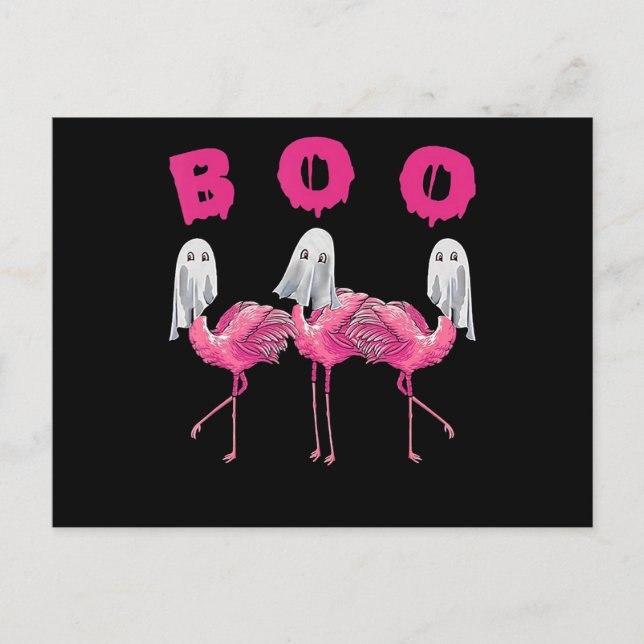Cartão Postal De Anúncio Flamingo | Fantasia de Halloween do Ghost Flamingo (Frente)