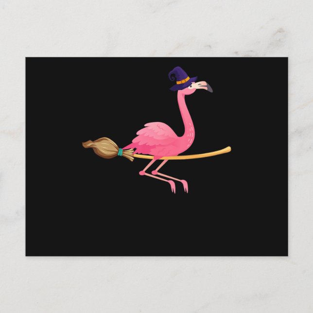 Cartão Postal De Anúncio Flamingo | Feiticeiro Flamingo Engraçado Halloween (Frente)