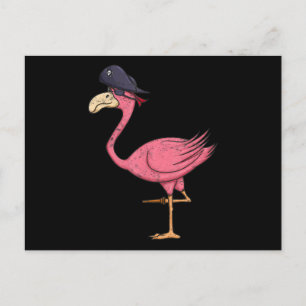 Cartão Postal De Anúncio Flamingo Rosa Pirata Com Halloween