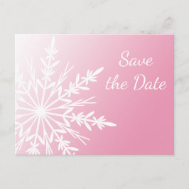 Cartão Postal De Anúncio Floco de Neve Rosa Branco Casamento de Inverno Sal