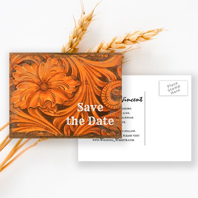 Cartão Postal De Anúncio Flor Country Ocidental Rústico Save the Date (Criador carregado)