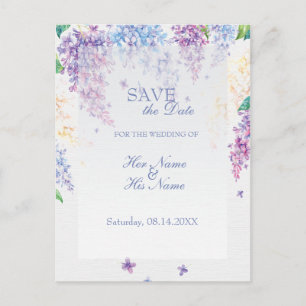 Cartão Postal De Anúncio Flor de Lilás Primavera Floral Casamento SALVE a D