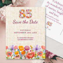 Floral 85th Birthday - 85 Elegant Save the Date