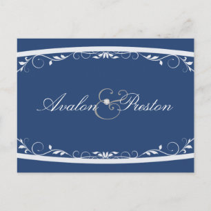 Cartão Postal De Anúncio Floral Azul Fácil Salvar o Cartão-Postal