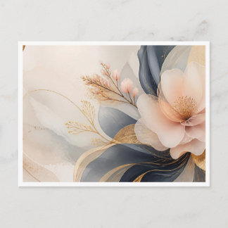 Cartão postal de anúncio floral botânico azul eleg