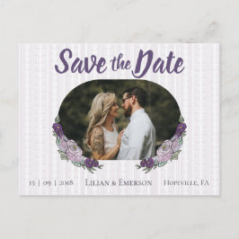 Cartão Postal De Anúncio Floral Lilac & Lavanda Foto personalizada Salvar a