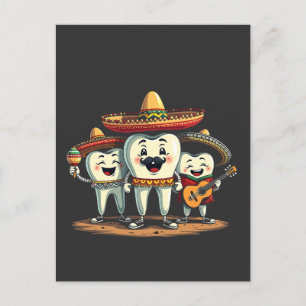 Cartão Postal De Anúncio Floral Odontologia Dente Divertido Cinco De Mayo