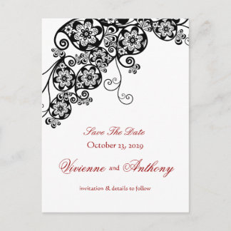 Cartão Postal De Anúncio Floral Paisley Elegant Vintage Chic Salvar A Data