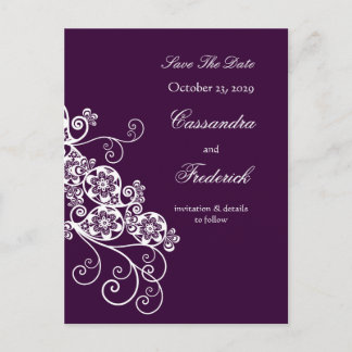 Cartão Postal De Anúncio Floral Paisley Elegant Vintage Chic Salvar A Data