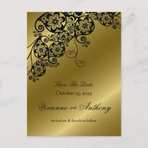 Cartão Postal De Anúncio Floral Paisley Elegant Vintage Chic Salvar A Data