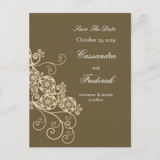 Cartão Postal De Anúncio Floral Paisley Elegant Vintage Chic Salvar A Data