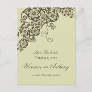 Cartão Postal De Anúncio Floral Paisley Elegant Vintage Chic Salvar A Data