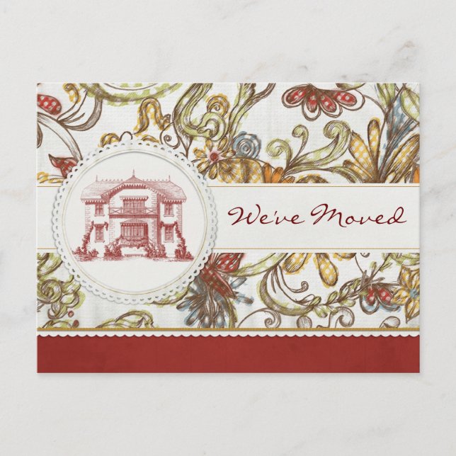 Cartão Postal De Anúncio Floral Vermelha Mudamos (Frente)