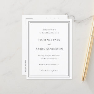 Cartão Postal De Anúncio Florence White Elegant Wedding Salvar Data