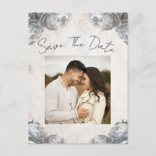 Cartão Postal De Anúncio Flores Brancas, Rustic Vintage Salva a Data