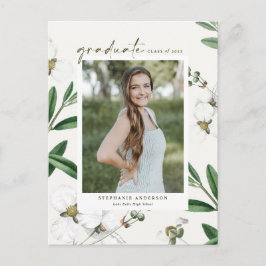 Cartão Postal De Anúncio Flores Brancas Vintage Fotografia Botânica Graduaç